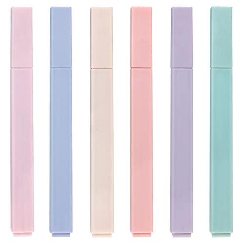 Aen Art Highlighters, Mild Assorted Colours Highlighters Pens, Aesthetic Cute Pastel Highlighter With Chisel Tip, No Bleed Dry Fast Easy to Hold, for Bible, Notes, School Supplies, 6 Pack
