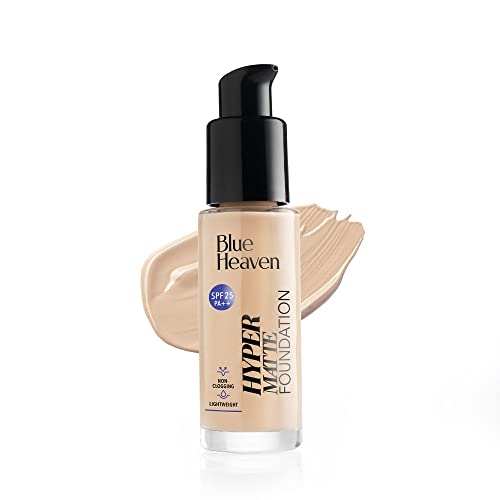 Image of Blue Heaven Hyper Matte Foundation for Face Makeup with SPF 25 PA++, Matte Finish, Non Pore Clogging, Light Weight Formula, Medium Coverage for All types of Skin, Cream 101-Vanilla, 30ml