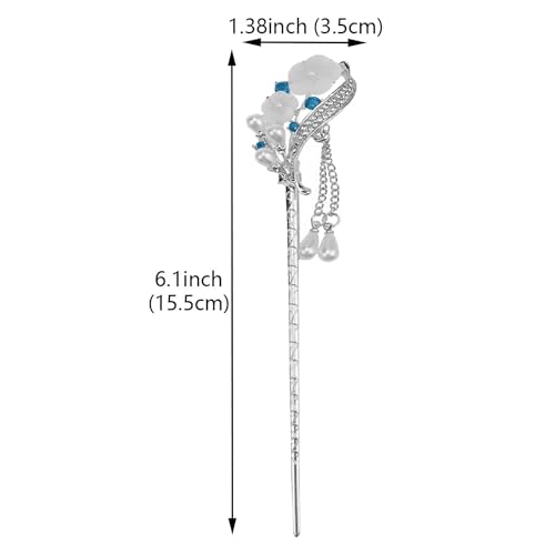 Image of SYGA 1 Piece Ancient Style Pearl Metal Hair Stick Crystal Rhinestones Hair Sticks Fashion For Women Girls (16 CM)