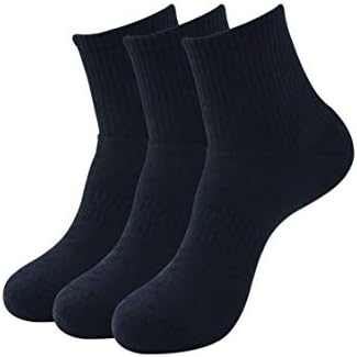 BALENZIA Mens Cushioned High Ankle Sports/Gym Socks Free Size Made with 100% Cotton & Spandex. Pack of 3 Black