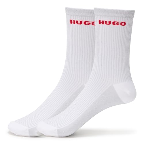 HUGO 2 pack lurex pattern socks, white rice, 6-9