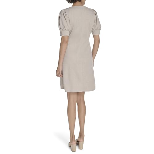 Image of Tommy Hilfiger Women's Short Puff Sleeve V-Neck Shift Mini Dress