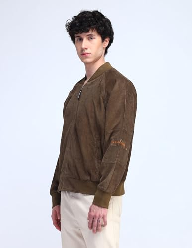 Image of Flying Machine Relaxed Fit Suede Bomber Jacket
