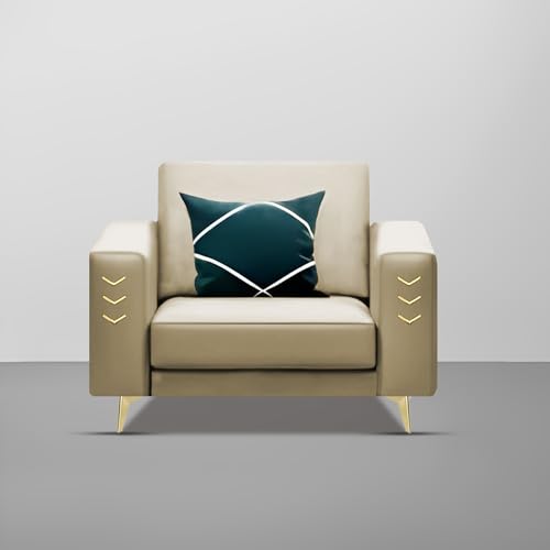 Image of Casaliving Falco 1 Seater Sofa Set for Living Room (Cream Fabric) Premium Fabric Sofa