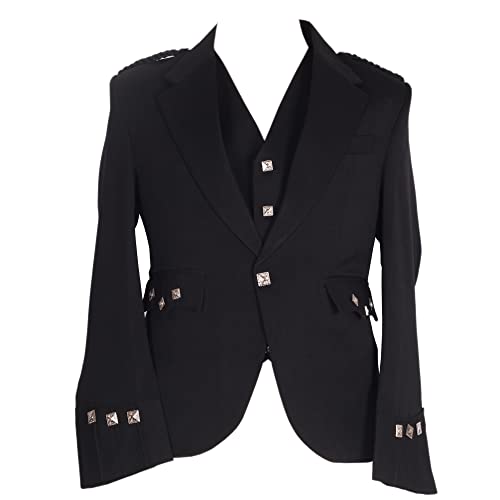 Schottische Argyle-Kiltjacke für Herren mit 5 Knöpfen, Schwarz , 46 Cover