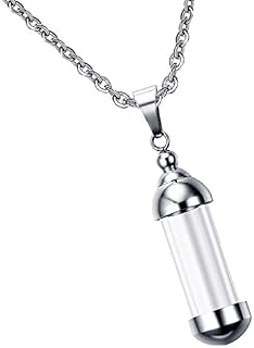 dailymall Stainless Steel Screw Cap Tube Glass Bottle Urn Vial Charms Pendant Necklace Keepsake Cremation Jewelry
