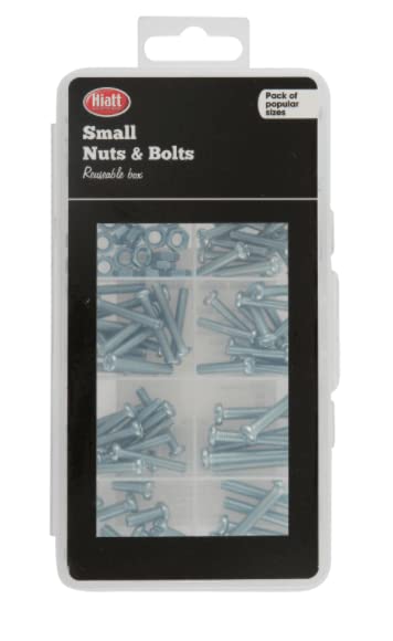 Hardware Solutions - Small Bolts and Nuts - Reusable Box Value Kit 170 Pieces Bolts: 4x19mm, Silver, M4, M5