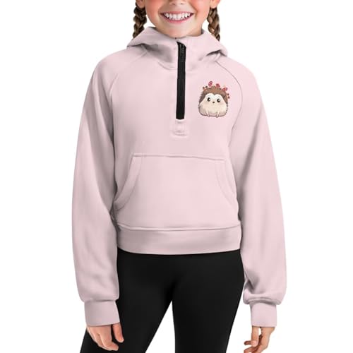 Sweatshirts for Girls Kids Collar Zip Up Pullover Hoodies Cropped Long Sleeve Top