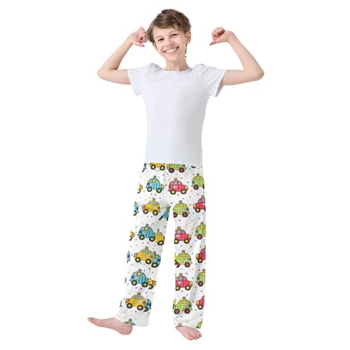 ZZXXB Colorful Taxi Boys Long Pants Soft Trousers Elastic Waist Kids Lounge Bottoms with Pockets S-XL2