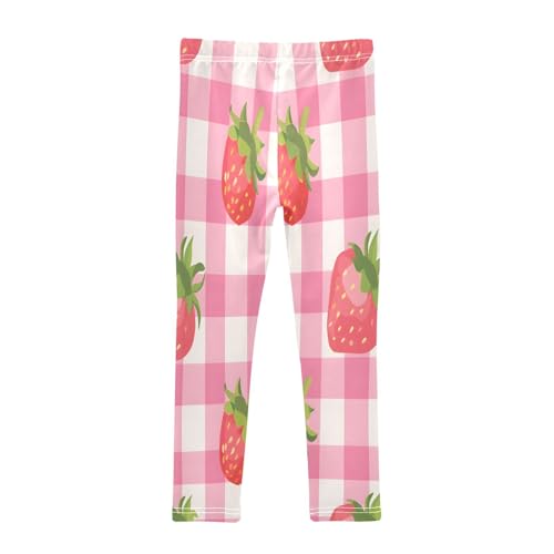 Bolaz Toddler Girls Leggings Printed Yoga Pants Leggings Pink Checkered Strawberry for Kids2