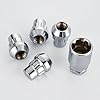 M12 x 1.5 Wheel Lock Lug Nut,Set of 5 Alloy Steel Security Locking Tire Anti-Theft Screws Wheel Sockets Tool with Lug Nut Key,Tapered Locking Bolts for Toyota Ford Nissan Honda Mazda Chrome #3