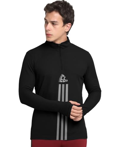 Image of EYEBOGLER Men Polo Neck Graphic Printed Full Sleeve Regular Fir T-Shirt