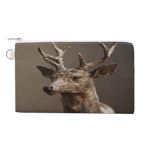 RLDOBOFE Free Deer Coin Purse Small Cash Coin Purse Pouch Mini Canvas Change Purse with Zipper Cute Coin Pouch Fashion Coin Wallet Slim Cash Change Wallet for Cards Keys Lipsticks