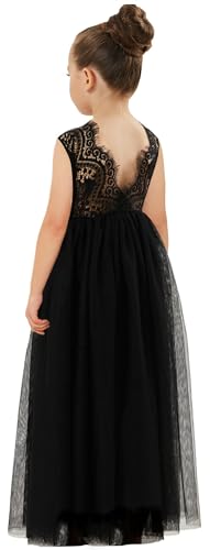 Image of 2Bunnies Girl Peony Lace Back A-Line Straight Tutu Tulle Party Flower Girl Dress