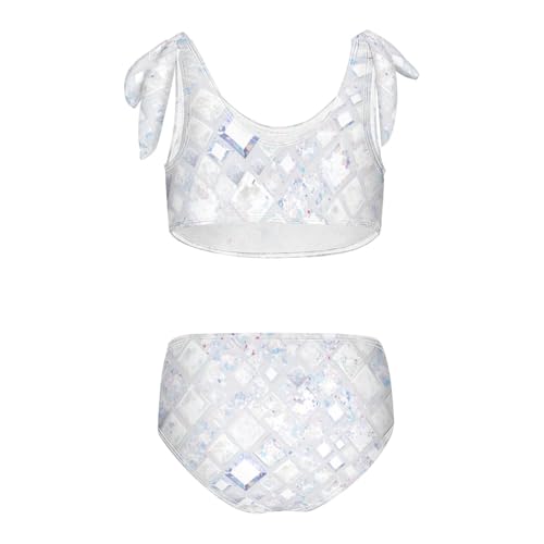 KLL Silver Glitter Pattern Shiny Sparkles Girl 2 Piece Bikini Sets Scoop Neck Bathing Suit Swimwear Cute Shoulder Strap2