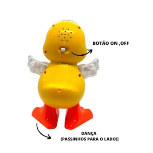 Pato Musical Dançante Infantil com Luz e Som, Asas Coloridas, Brinquedo Educativo