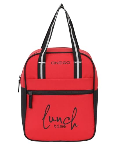 Image of Durable & Lightweight Lunch Bag | Trendy Water-Resistant Tiffin Bag & Meal Holder for Office, School, Travel & Picnic, Stylish, Insulated Design for Men, Women & Kids (Red)