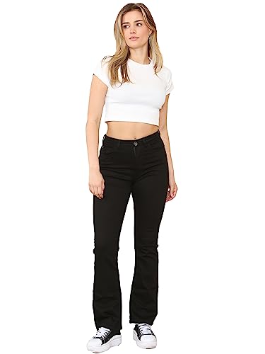 989Zé ENZO Womens Bootcut Jeans Trousers Ladies Casual Comfort Stretch Denim Pants All Waist Sizes UK EZL430 Jeans Black 18