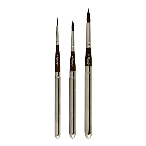 Image of Escoda 1526 /3 Ultimo Series Artist Watercolor Travel 3 Brush Set in Black Synthetic Leather Wallet, Synthetic Squirrel