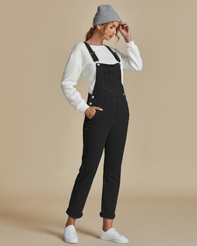 Vetinee Schwarzer Jumpsuit Damen Overall Damen Schwarz Ikonisch Schwarz Größe Large Passt EU Größe 42 bis EU Größe 44