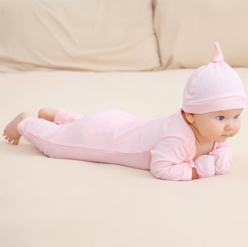 Baby Boy Girl Ribbed Onesies Romper Coming Home Outfits Letter Print Bodysuit Jumpsuit Hat Glove 3PCS Clothes Set3