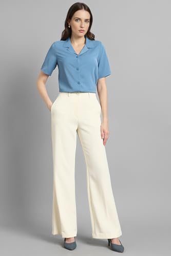 Image of Van Heusen Women Polyester Regular Fit Solid Half Sleeve Casual Shirt