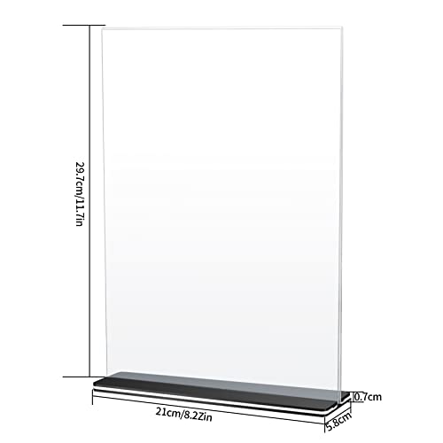 QOOSIKICC 2 Pcs A4 Acrylic Sign Holders, Clear Poster Menu Holder, Vertical Version Double Sided Display Stands for Office, Restaurant, Hotel, Promotions, Photo, Documents Display Stand Holders