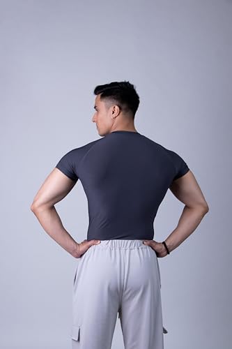 Image of COITONIC Men Compression Half Sleeves Round Neck T-Shirt for Gym and Sports Wear