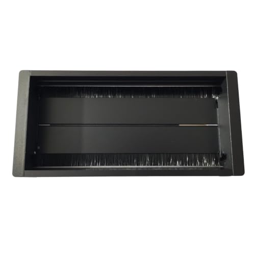 Image of Aluminum Alloy Desk Grommet - Rectangular Metal Cable Wire Hole Cover Flip Dust-Proof Lid for Office, Computer Table, TV Cabinet & Furniture, Cord Organizer (300mm*148mm Two Way, Black)