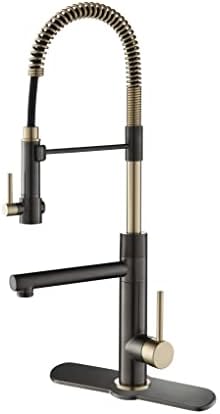 Kraus KPF-1603SBBG Artec Pro 2-Function Commercial Style Pre-Rinse Kitchen Faucet with Pull-Down Spring Spout and Pot Filler, Black Stainless Steel/Brushed Gold