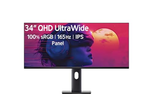 TANXJIA 34" UltraWide Monitor UWQHD 3440×1440 165Hz, IPS Flat Screen with HDR,USB-C 65W, USB Hub, KVM Switch, FreeSync, Eye-Care Display for Gaming, Programming & Home Office
