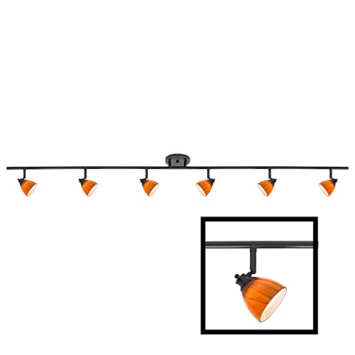 Direct-Lighting D168-66-DB-AMC 6-Light Fixed Track Lighting Kit Dark Bronze Finished Amber Cloud Glass Shades D168-66-Db-Amc thumb #4