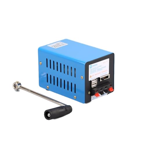 Generador manual - Generador eléctrico manual de 20 W - Manivela portátil de 2000 rpm, salida USB, cargador de teléfono móvil impermeable para interiores, color negro