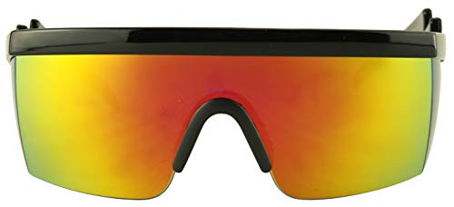 ShadyVEU Semi Rimless 80's Throwback Retro Neon Mirrored Rainbow Colorful Rave Zig Zag Shield Cover Sunglasses3