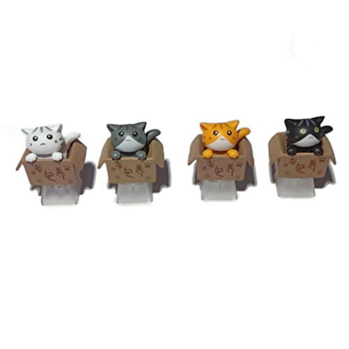 Image of Cat Keycap Esc keycaps DIY Personality Custom Cartoon Anime Keycap Replacement Bottom Backlit Keycaps Gift for Mechanical Keyboard KeyCap OEM R4 Height (Transparent) (White)