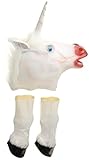 Adan Latex Head Mask with 1 Pair Hooves Gloves (Unicorn Head+Hooves)
