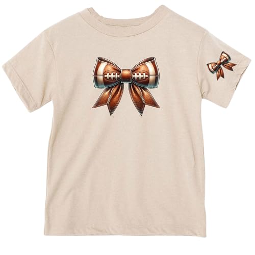Football Game Day Bow Little Girls Tee