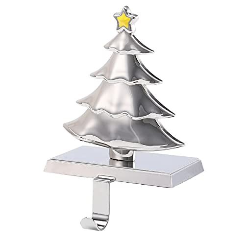 BIRDROCK HOME Weihnachtsstrumpfhalter für den Kaminsims - Feiertagsdekorationen - Kaminaufsatz - Metallbügel für Strümpfe - Heimdekor-Ständer (Baum - einzeln) Cover