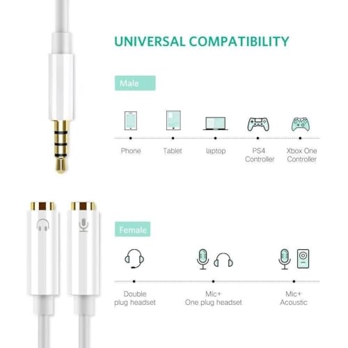 Image of 3.5mm Stereo TRRS 4 Pole Plug to 3.5mm Mic & Headset Female Jack Audio Adapter