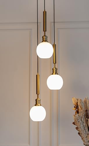 Divine Trends Triple Globe Hanging Pendant Light Antique Brass Fi...