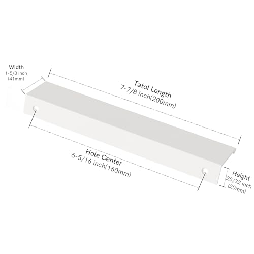 Image of Rergy 10 Pack 6-1 /4 inch Cabinet Pulls White Finger Pulls for Cabinets | Aluminum Alloy White Edge Pulls Modern Cabinet Handles for Kitchen, Cupboard, Drawers, Dressers, Screws Included