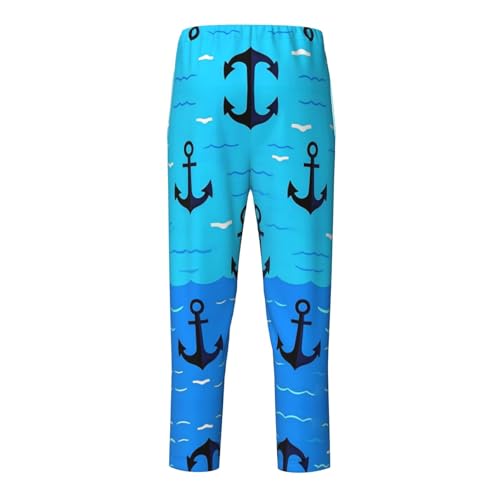 Pajama Pants Pajama Bottoms with Elastic Waistband Sleepwear Lounge PantsOcean Anchor2