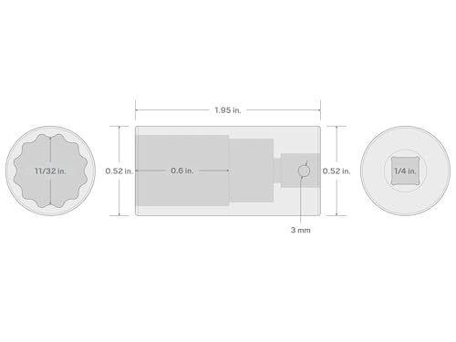 Image of TEKTON 1 /4 Inch Drive x 11 /32 Inch Deep 12-Point Impact Socket | SID03209