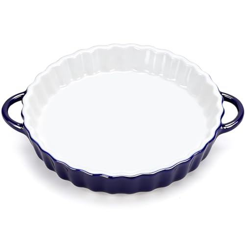 IIRC Tarteform Keramik mit Griffen, 26 x 21 x 5 cm Auflaufform Rund, Backform Keramik für Quiche, Tartes