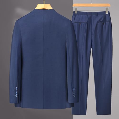 Men's Suits, 2 Piece Collarless Large Size Tuxedo Jacket Wedding Blazer Loose Double-Breasted Business Casual Formal Jacket, Blazer and Pants3