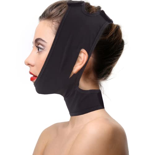 Chin Compression Garment, Chin Strap Band Face Lift, Chin Lift Band, Neck Cover Face Compression (M, Beige) #TOP6