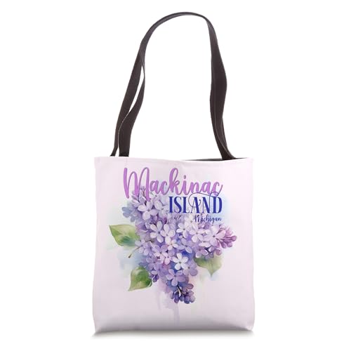 Bolsa tote de Mackinac Island, Michigan: Festival de las lilas y Estado de MI