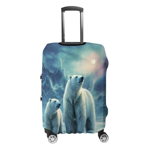 Polar Bears Northern Lights_ Luggage Cover, Washable Elastic Suitcase Cover Protector Fit 18-32 Inch Luggage4