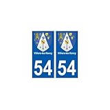 54 Villiers-les-Nancy blason autocollant plaque stickers ville - Angles : droits