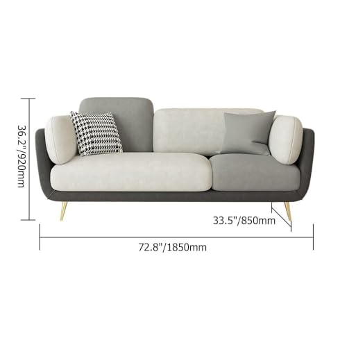 Image of Modern & Luxury Cushioned Couch Relax sectional Sofa in Fabric & Velvet and Heavy Duty Sofa for Bedroom Living Room Guest Room Home and Office-(3 Seater with Puffy Pink & Off White).